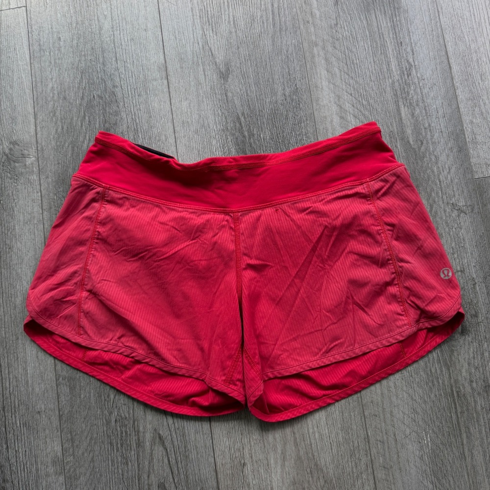 Lululemon Speed Up Shorts Womens 6 Red Lined Running High Rise Zip Pocket